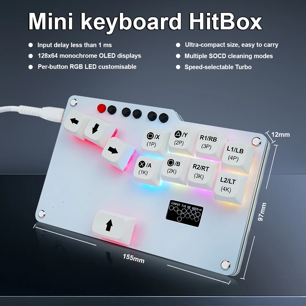 No Rgb Gaming Pc - Hitbox Mini GP2040 CE Карманная клавиатура