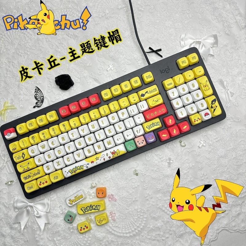 Custom Keycaps - Набор из 131 клавиш: Аниме-кейкапы Покемон,